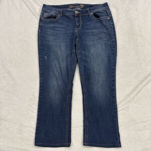 Seven 7 Womens Jeans Sz 18 Slim Boot Tummyless High Rise 38x29 Blue Denim Casual